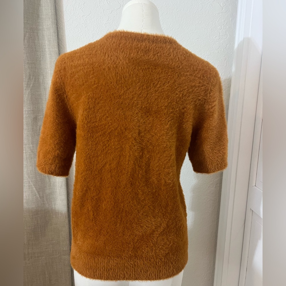 Women’s Anthropologie Maeve Scoop Neck Eyelash Sweater Tee Cedar Size Medium - Picture 3 of 5